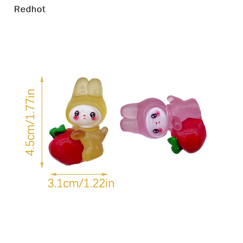 &lt; Redhot &gt; Bộ 2 Búp Bê Thỏ Hoạt Hình Dạ Quang Trang Trí Tiểu Cảnh