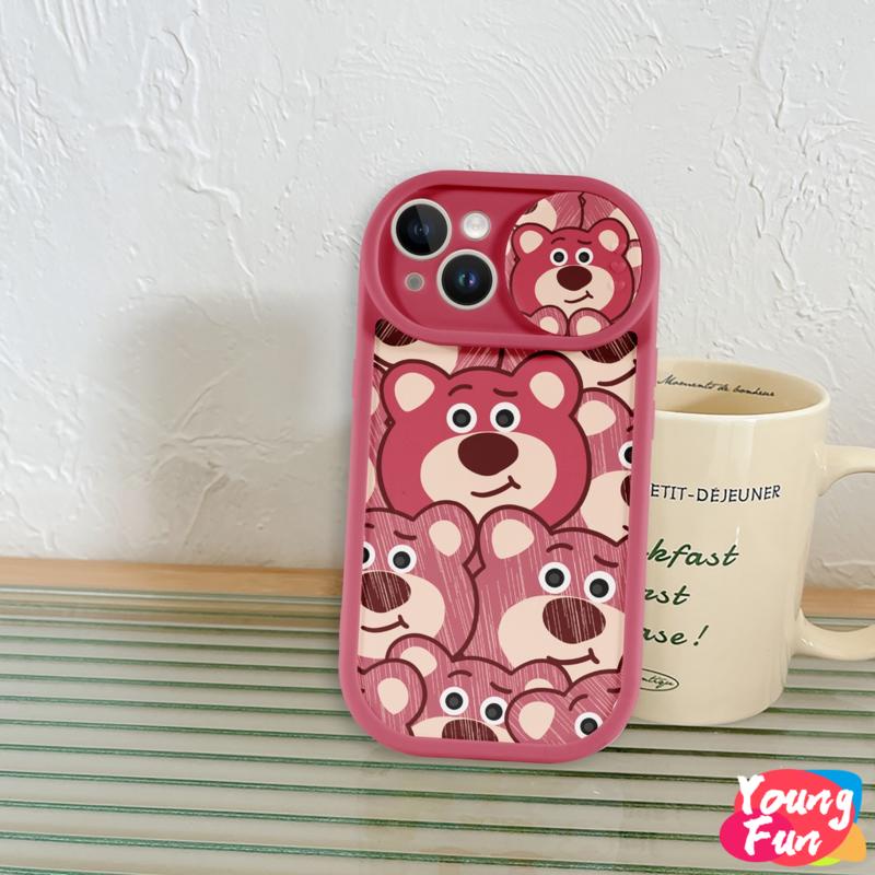 Ốp lưng Gấu dâu tây Trượt iPhone 14 XR 13 11 12 Pro Max 8 7 6 6S Plus X Xs Max Se 2020 13 12 11