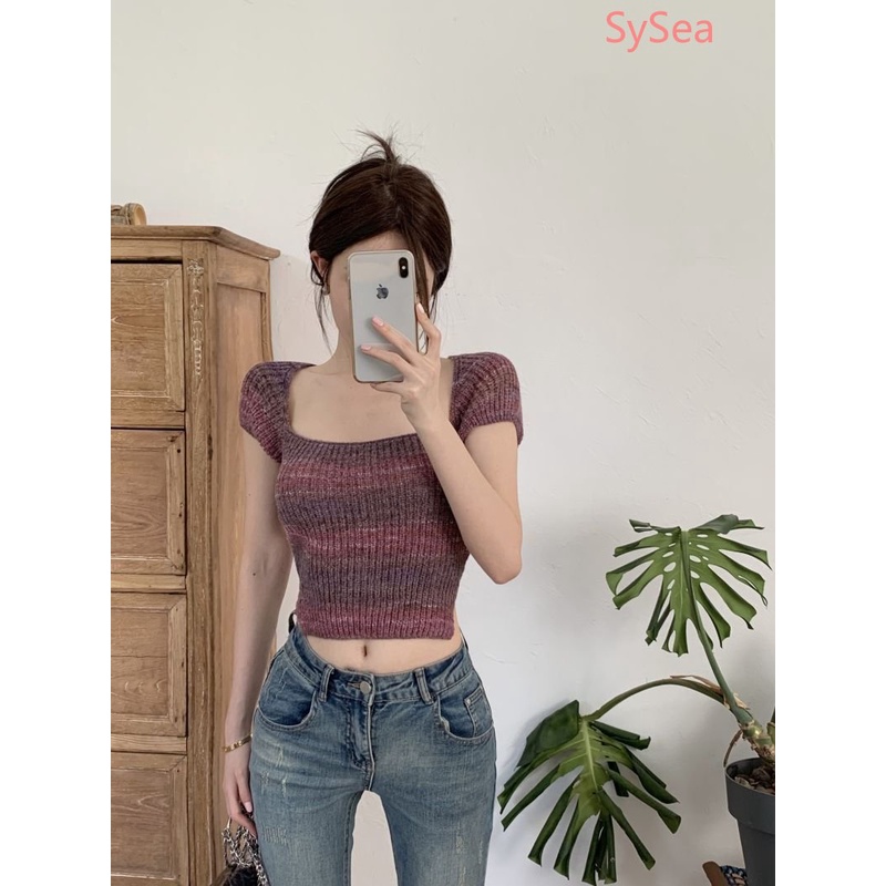 Áo Dệt Kim Kẻ Sọc Thời Trang Retro Quyến Rũ Cho Nữ