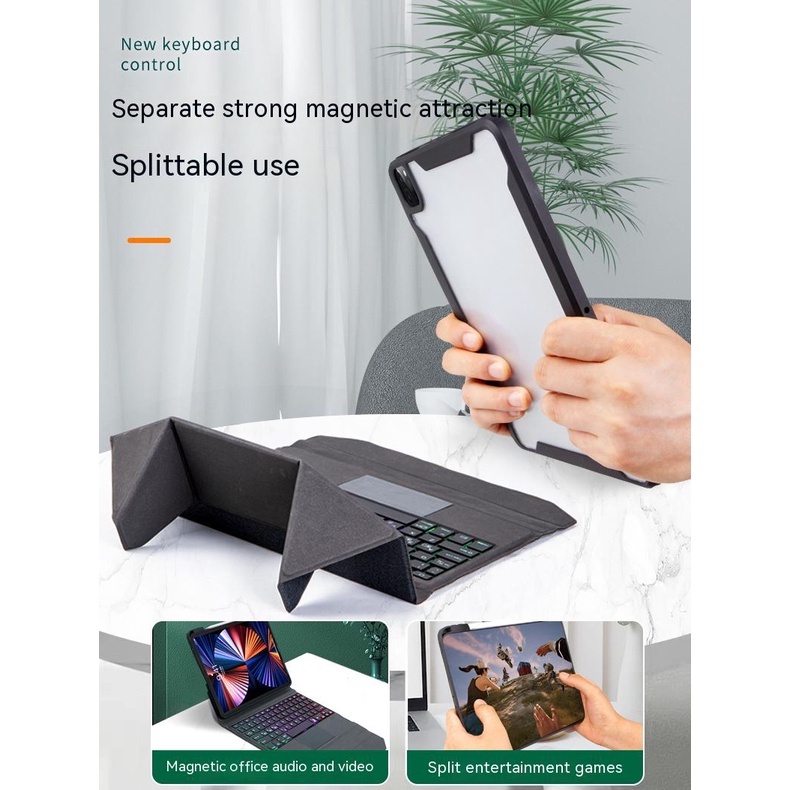 IKey Magnetic Vertical Wireless Blutooth Keyboard Trackpad LED light Backlit Case For iPad Pro 11 12.9 8th 9th Gen 10.2 Air 3 10.5 Air 5 5th gen 4 4th Gen 10.9 inch Flip Detachable With Pencil Slot Holder Touchpad Keyboard Cover