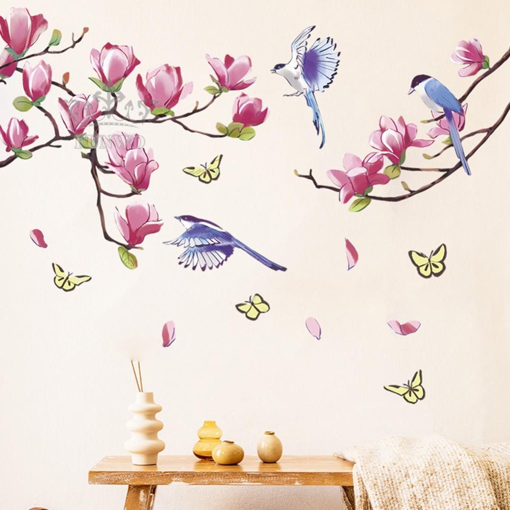 Miếng Dán Tường Trang Trí Hình Hoa Và Chim Tháo Rời Được Dành Cho Phòng Trẻ Em