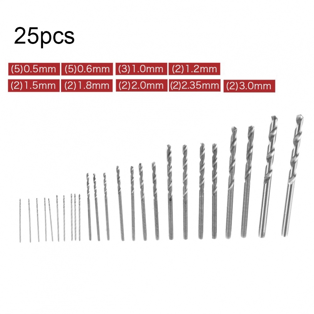 Set 25 Mũi Khoan Thép Gió Mini HSS Tốc Độ Cao Làm Trang Sức Thủ Công