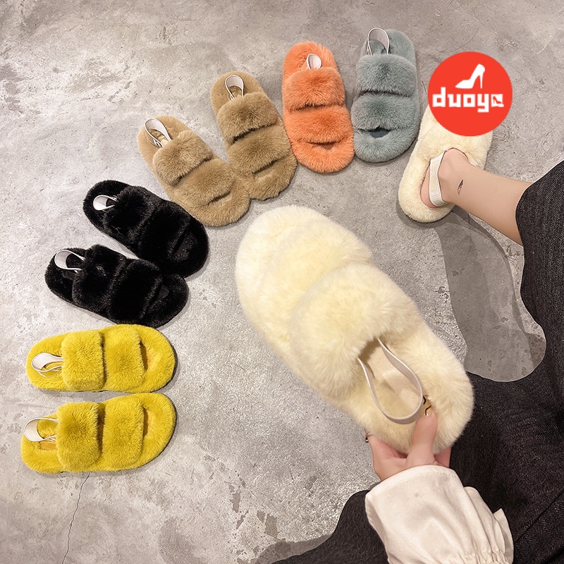 Duoya Tóc Thẳng ~ [Hàng Có Sẵn] Dép Bông Quai Chéo Đi Trong Nhà / Ngoài Trời Kích Thước Lớn Có Quai Chéo Bằng Vải Cotton Dày Hai Hàng Thương Mại Ngoại Thương