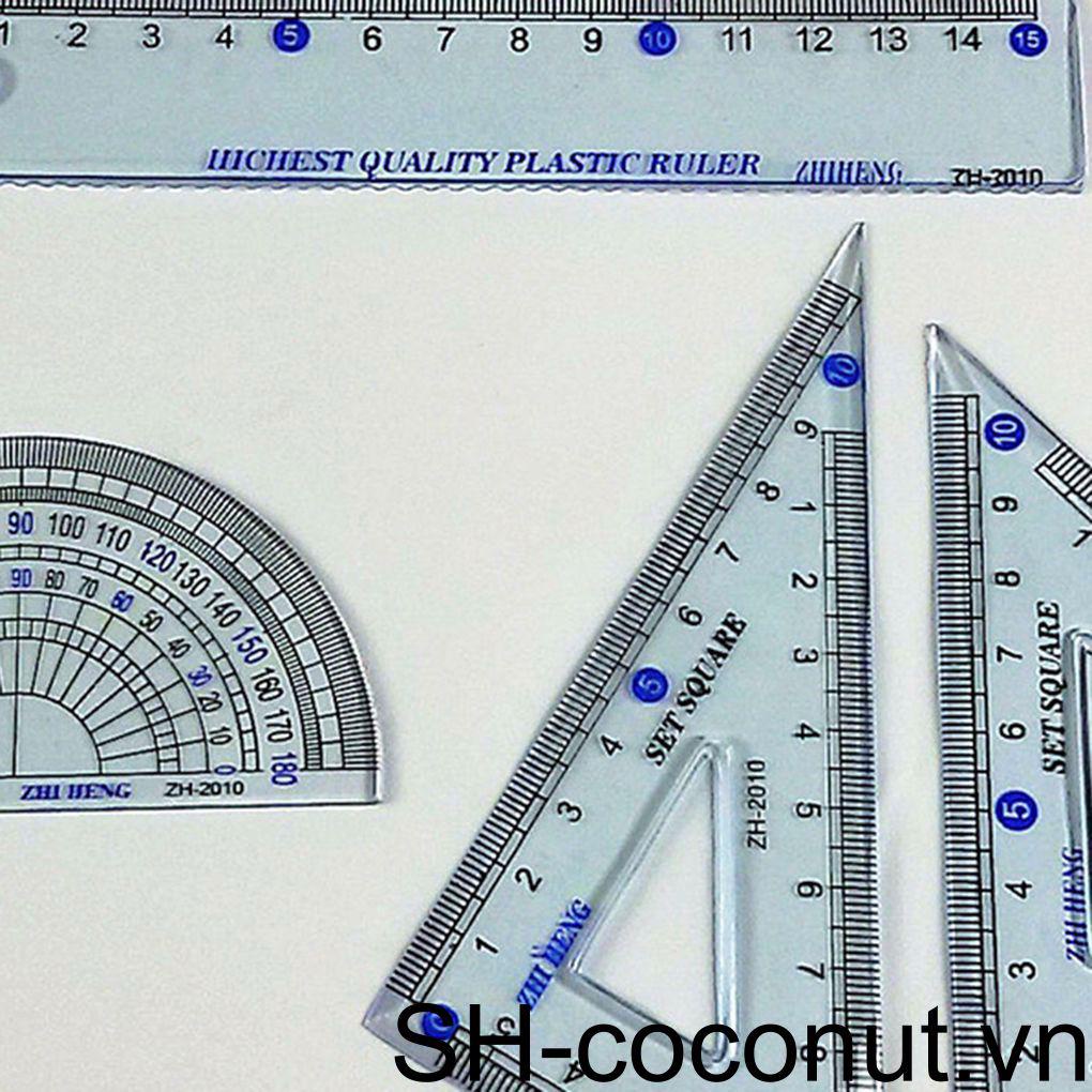 Set 4 Thước Đo Góc Hình Tam Giác Trong Suốt Di Động Tiện Dụng Cho Học Sinh / Văn Phòng