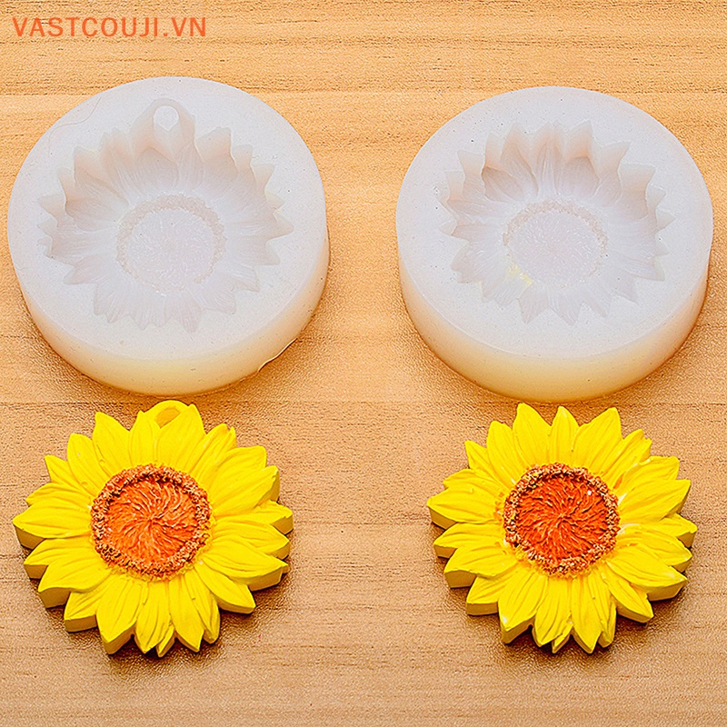 Khuôn Silicon Hình Hoa Hướng Dương 3D Có Lỗ Tự Làm Gương Chiếu Hậu Xe Hơi