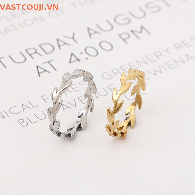 Nhẫn Hình Lá Bằng Thép Không Gỉ Thời Trang Dành Cho Nữ