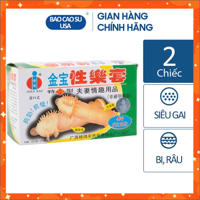 Bao cao su gai râu lớn Gold Gai hộp 2 chiếc