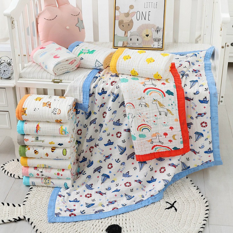 Khăn Tắm Sợi Tre 6 LỚP, Khăn Tắm Ủ Ấm Mềm Mịn Thấm Hút Cho Bé