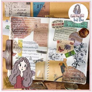 Gói 45 pcs stickers cắt sẵn kiểu cổ điển / vintage bìa nhũ