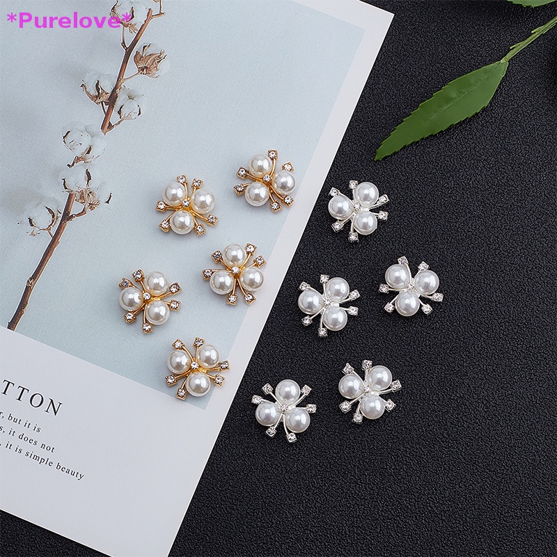 Bộ 10 Nút Áo Hình Hoa Đính Ngọc Trai Trang Trí Đám Cưới DIY Mới