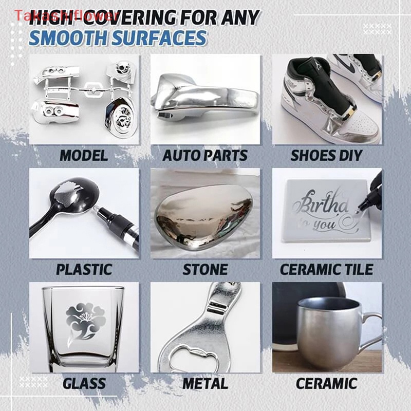 (Takashiflower) Bút Lông Vẽ Màu Bạc Tráng Gương Chống Tia UV Thủ Công