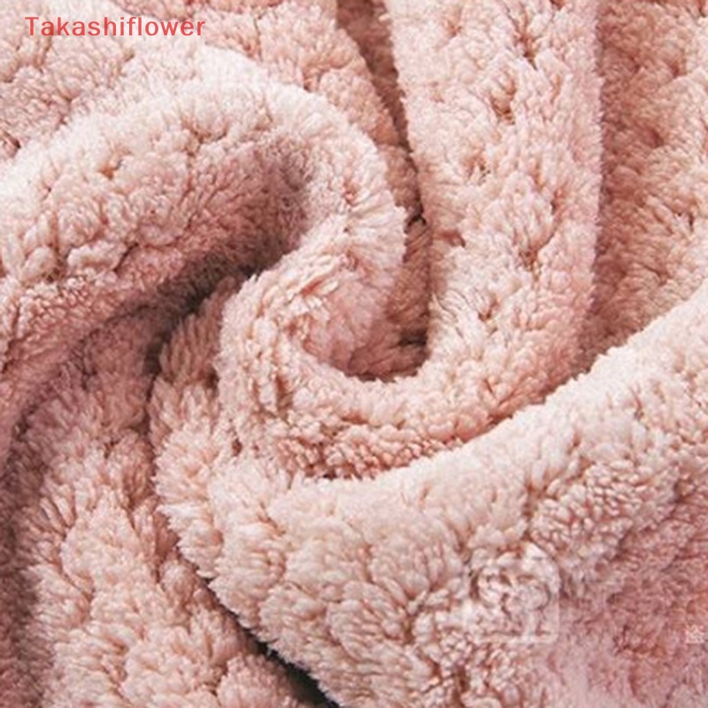 (Takashiflower) Khăn Lau Tay Bằng Vải Nhung San Hô Sợi Nhỏ Mềm Mại Thấm Hút Nhanh Khô Dùng Trong Nhà Bếp / Phòng Tắm