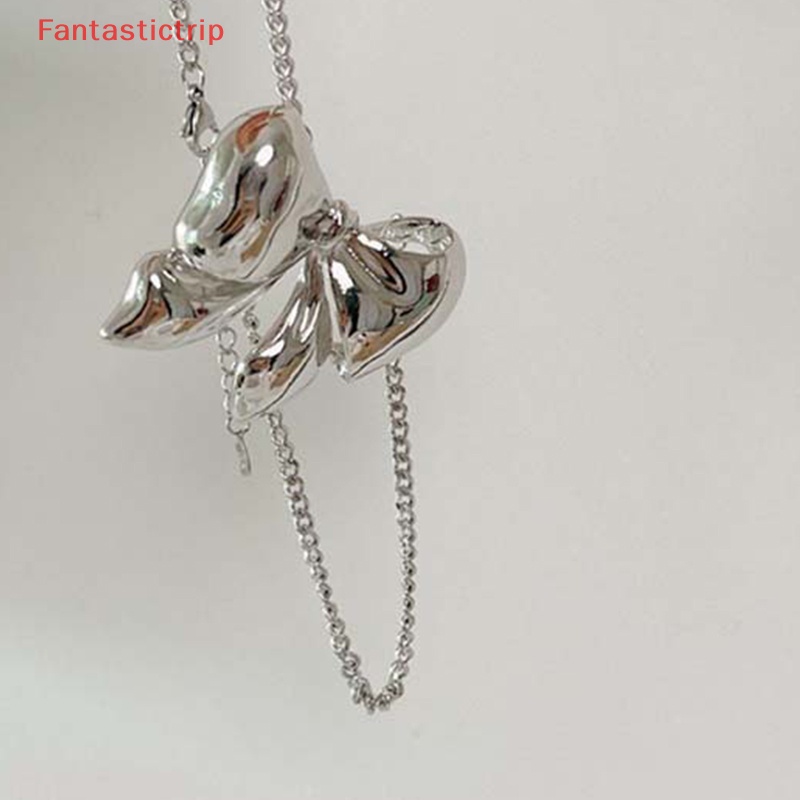 Vòng Cổ Choker Bằng Kim Loại Mặt Hình Nơ Đính Ngọc Trai Thời Trang Cho Nữ