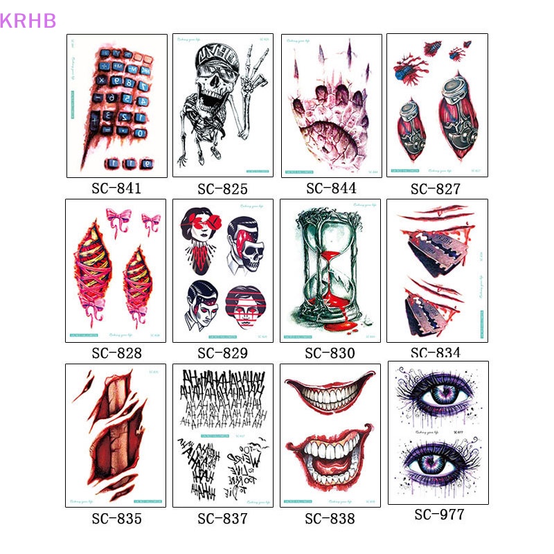 1 Tấm Hình Xăm Dán Tạm Thời Chống Nước Phong Cách Halloween Độc Đáo Mới
