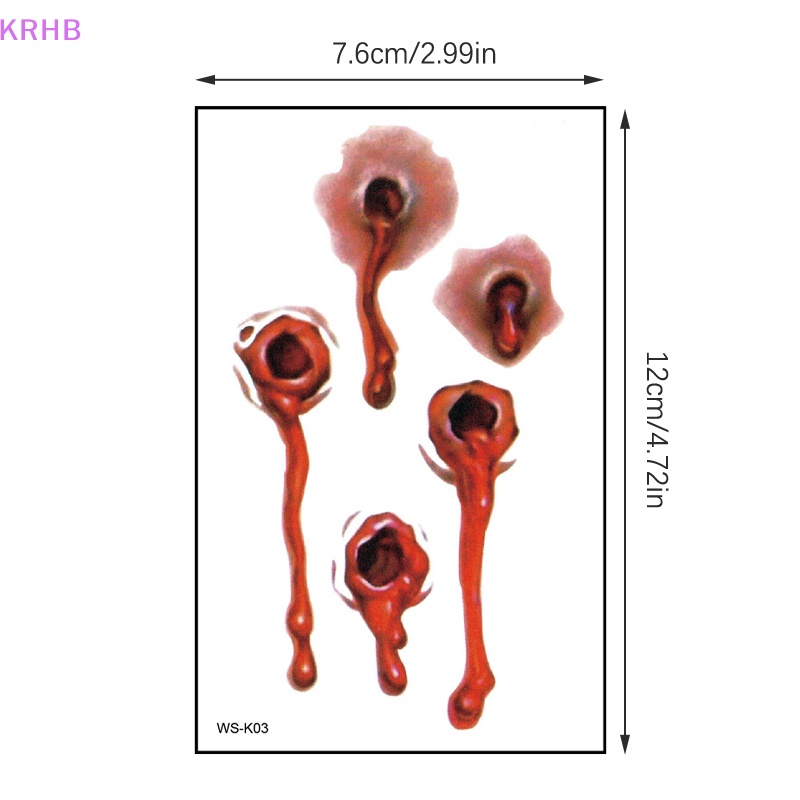 1 Tấm Hình Xăm Dán Vết Thương Máu Chống Nước Phong Cách Halloween Độc Đáo Mới