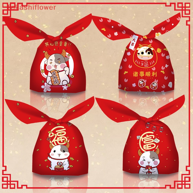 Set 10 Túi Đựng Kẹo Họa Tiết Bông Tuyết Mừng Giáng Sinh Năm Mới