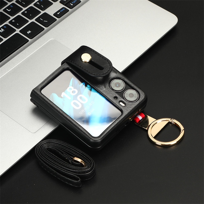 Ốp Điện Thoại Da Nắp Gập Chống Sốc Có Vòng Đỡ Cho OPPO find n2 OPPO find n2 Flip find n2