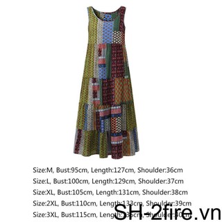 Đầm Maxi Sát Nách Hoạ Tiết In Phong Cách Bohomian