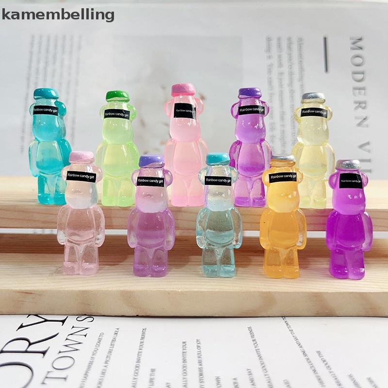 Kamembelling Bộ 5 Phụ Kiện Trang Trí Điện Thoại Hình Gấu Dạ Quang Bằng Nhựa Resin DIY