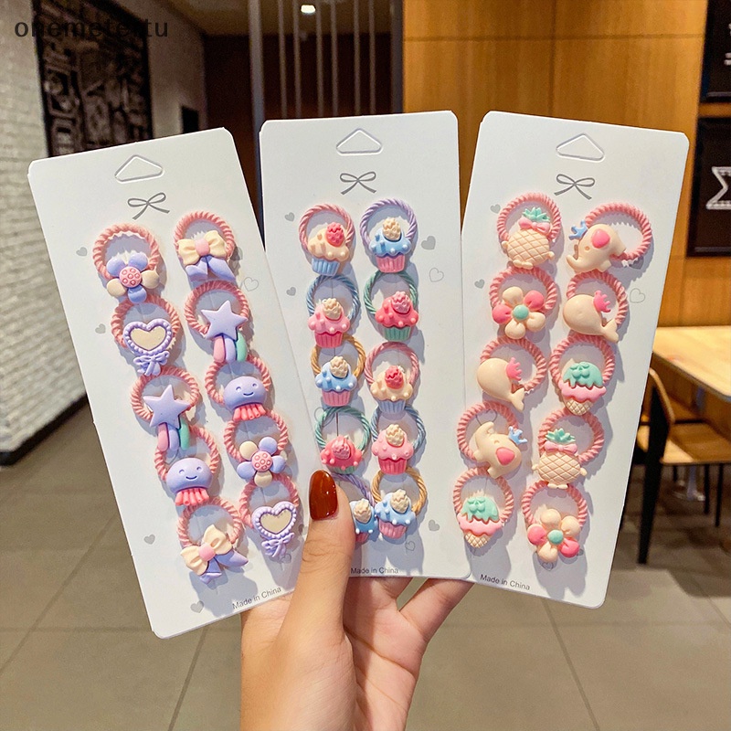 Set 10 Dây Cột Tóc Cao Su Co Giãn Dễ Thương Cho Bé Gái