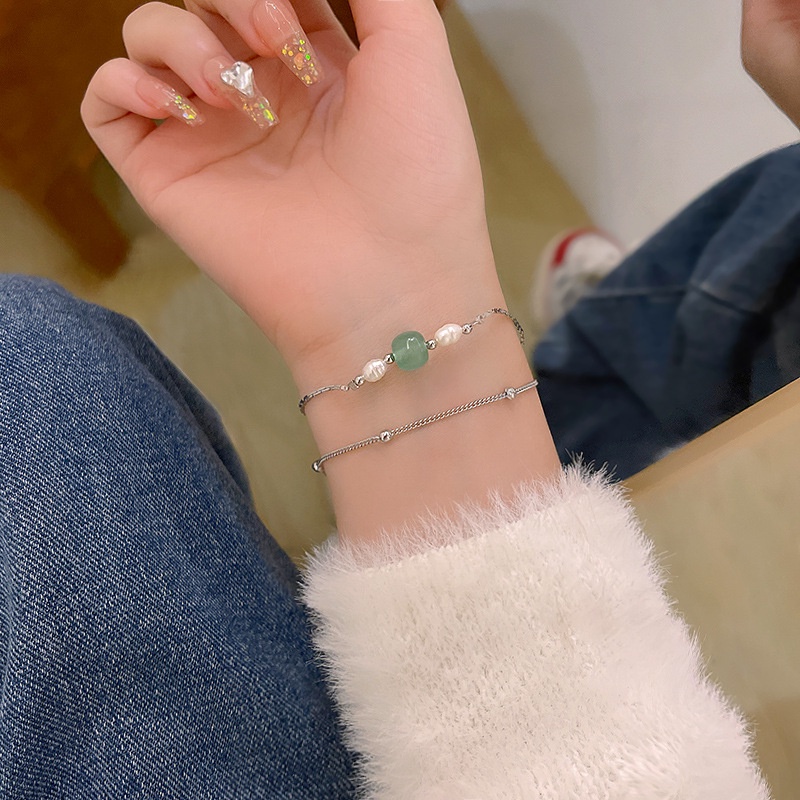 YeYi Vòng Đeo Tay Hai Lớp Đính Ngọc Trai Giả Phong Cách INSN Mới Cho Nữ
