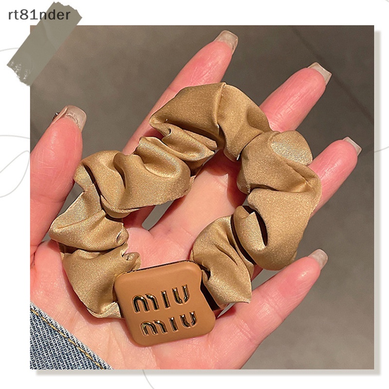 Rt Dây Buộc Tóc Lụa Sa Tanh Co Giãn Màu Trơn In Chữ Cho Nữ