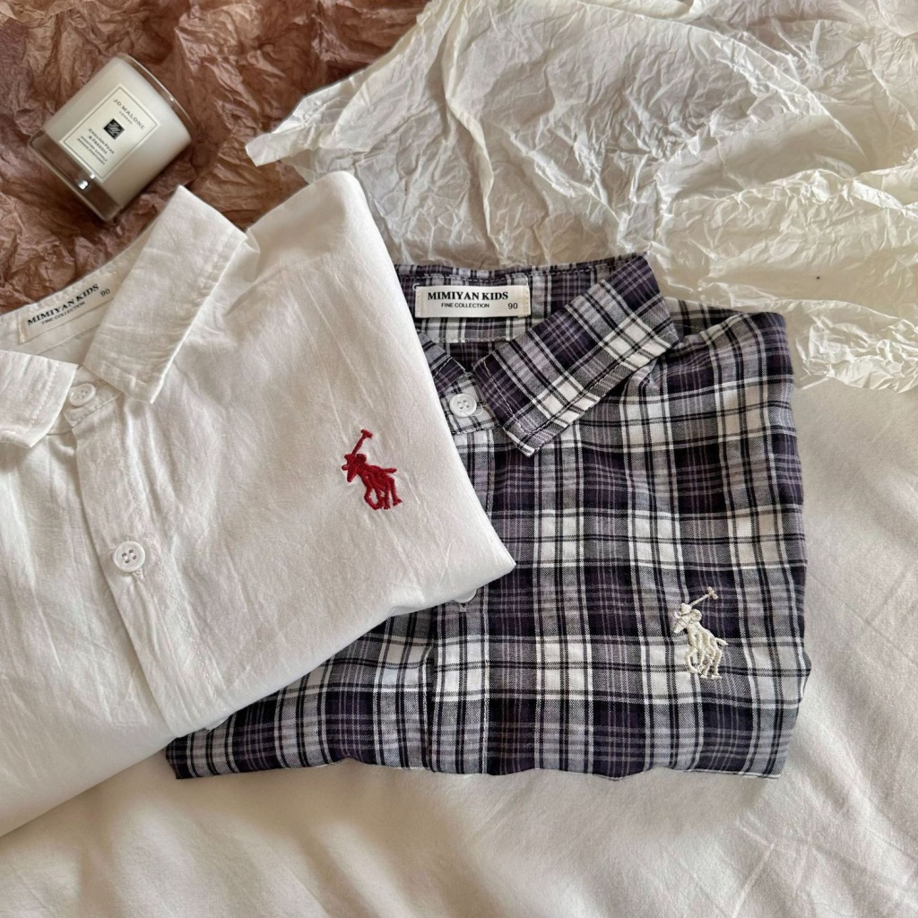 Áo Sơ Mi Ngắn Tay Thêu Họa Tiết Caro Thời Trang Mùa Hè Hàn Quốc Mới Cho Bé Trai Và Gái