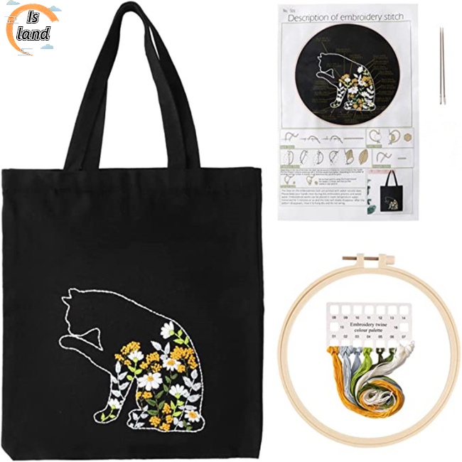 Túi Đeo Chéo Vải Cotton Canvas Thêu Họa Tiết Tan Trong Nước Kích Thước 34x40cm Thời Trang Cho Người Mới Bắt Đầu