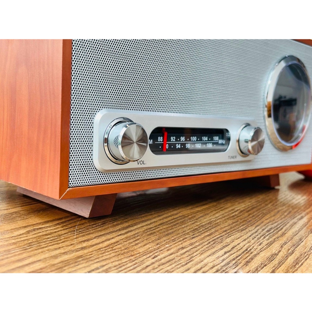 Loa bluetooth Victrola Âm thanh nổi có Đài FM đồng hồ kỹ thuật số âm siêu trầm