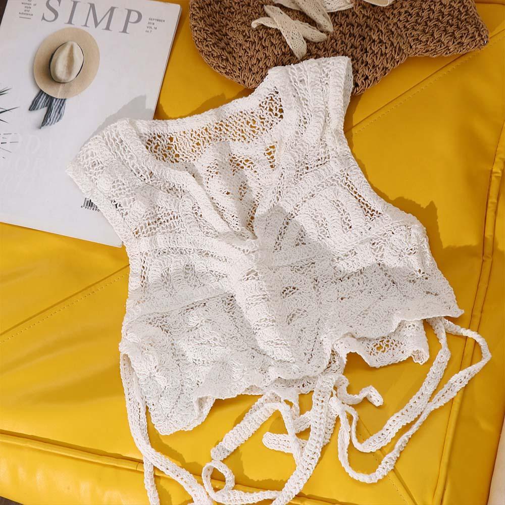 Áo Hai Dây Cổ Chữ V Sâu Bằng Cotton Thêu Họa Tiết Thời Trang Đi Biển Cho Nữ