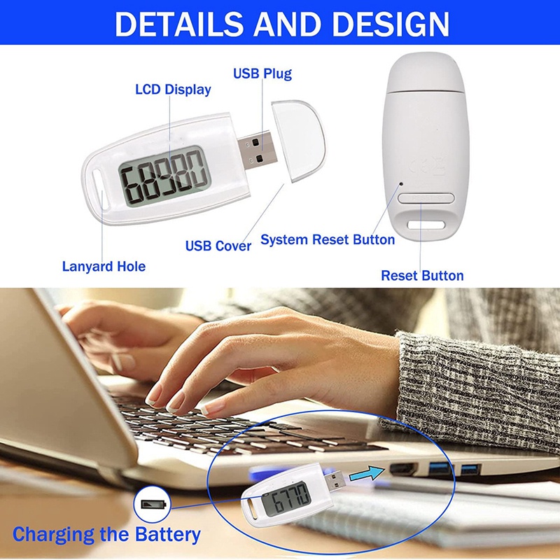 Máy Đếm Bước Chân 3D Có Thể Sạc Pin Và Đếm Bước Đơn Giản