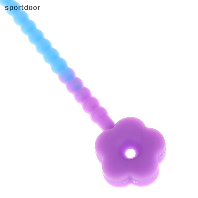 Bộ 5 Dây Buộc Cáp Tự Khóa DIY Bằng Silicone Màu Kẹo 21cm