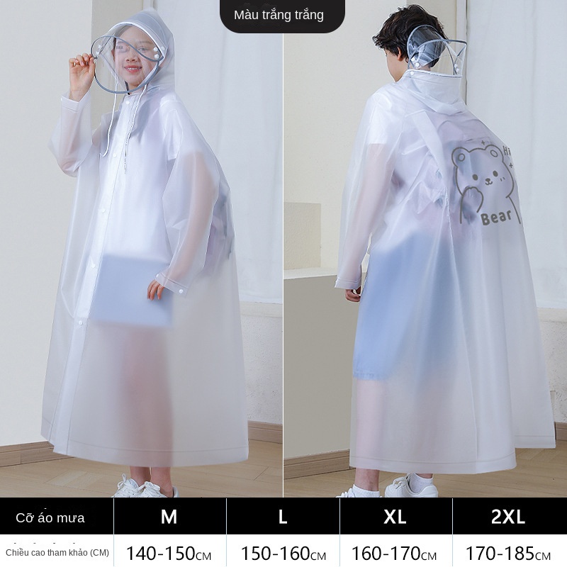 Áo Mưa Dài Rộng Và Lớn Hai Mặt Hình Gấu Phản Quang Cho Trẻ Em