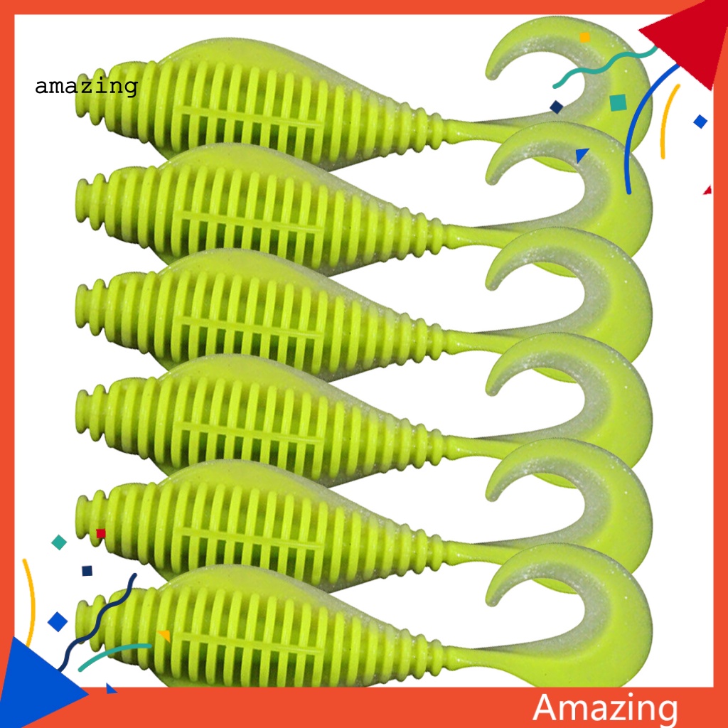 6 Mồi Giun Giả Câu Cá 8cm / 10.5cm Nhiều Màu Sắc Có Thể Tái Sử Dụng