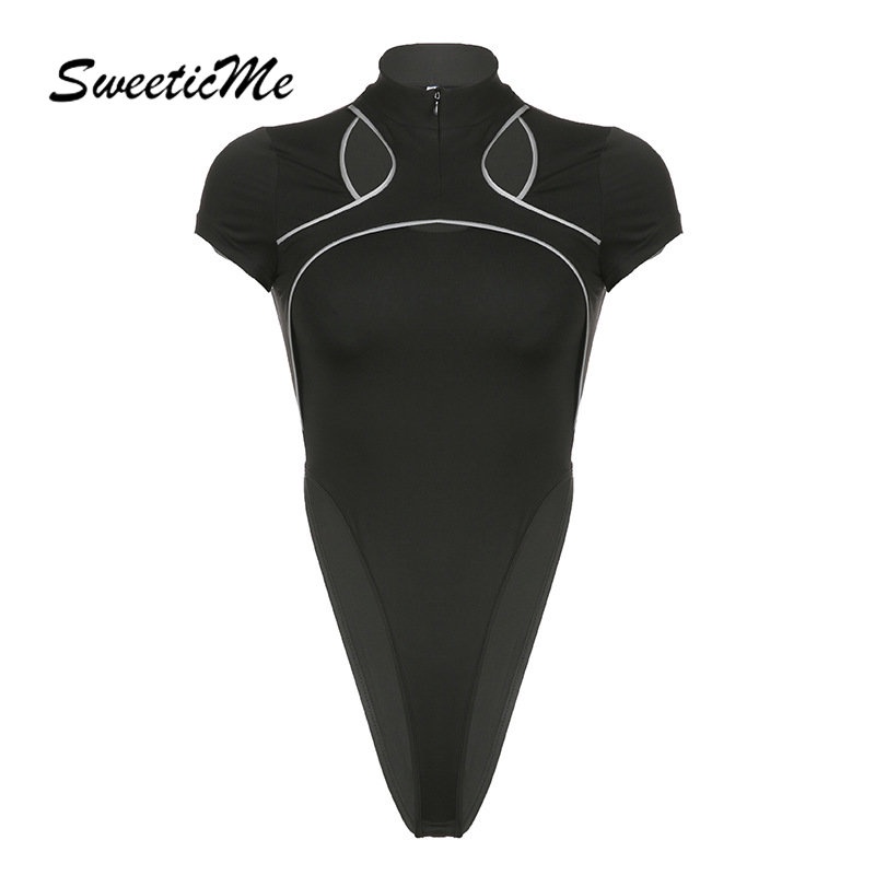 Bộ Áo Liền Quần Cổ Rùa Khoét Lỗ Có Khóa Kéo Màu Tương Phản Thời Trang Mới 2023 Cho Nữ