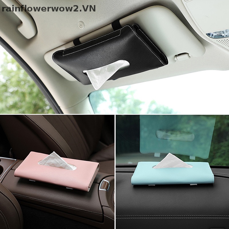 Vỏ Bọc Hộp Khăn Giấy Gắn Tấm Che Nắng Xe Hơi Có Khóa Cài Co Giãn Tiện Dụng