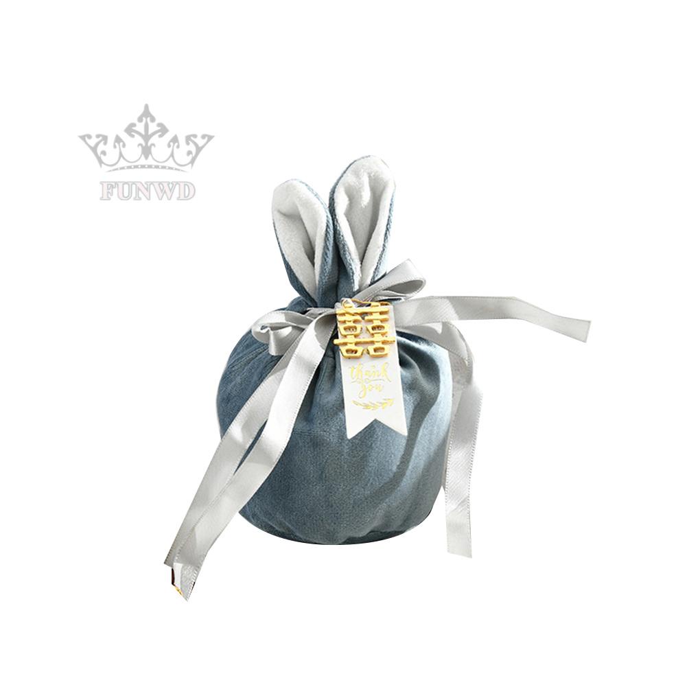 Túi Đựng Kẹo Màu Xanh Kích Thước Lớn 16X14cm Túi Nhung Hồng Chất Lượng Cao Dùng Làm Quà Tặng