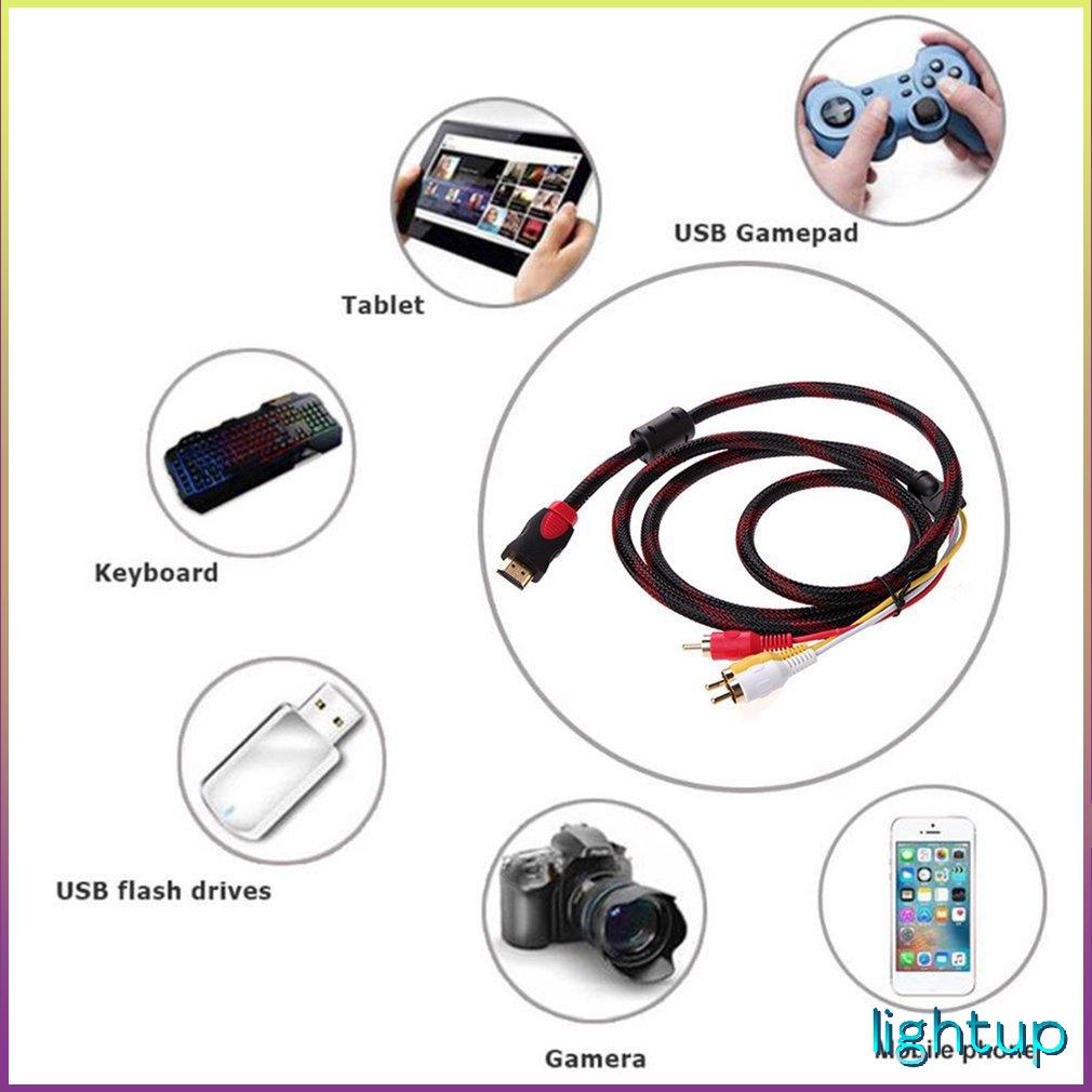 Được Thiết Kế Tinh Tế Bền Hdmi Tương Thích Nam Đến 3 Rca Video Âm Thanh Av Thành Phần Bộ Chuyển Đổi Cáp Hdtv 1080