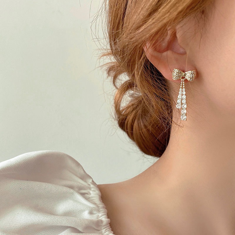 Bông Tai Hình Trái Tim Nhiều Lớp Phối Tua Rua Sang Trọng Thời Trang