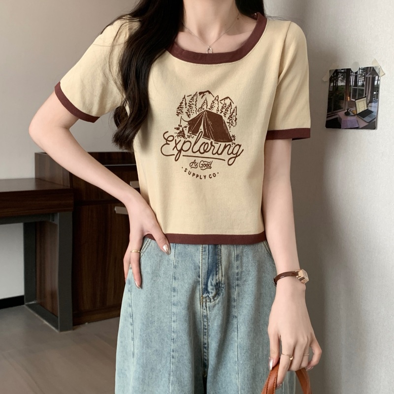 NZN Áo Thun In Hình Phong Cách vintage Mỹ Thời Trang Cho Nữ