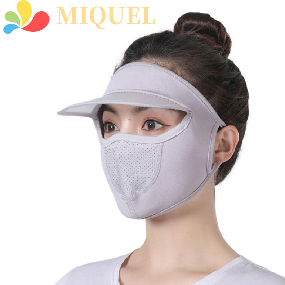 Mũ Chống Nắng Kèm Tấm Che Mặt Bằng Lụa Lạnh Màu Trơn Chống Tia UV Tùy Chỉnh Tiện Dụng Cho Mùa Hè