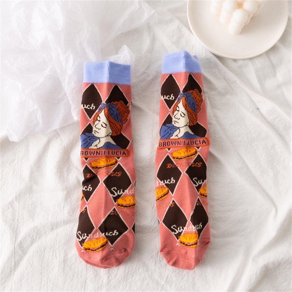 Vớ Cotton Cổ Cao Họa Tiết Dễ Thương Thời Trang Cho Nữ