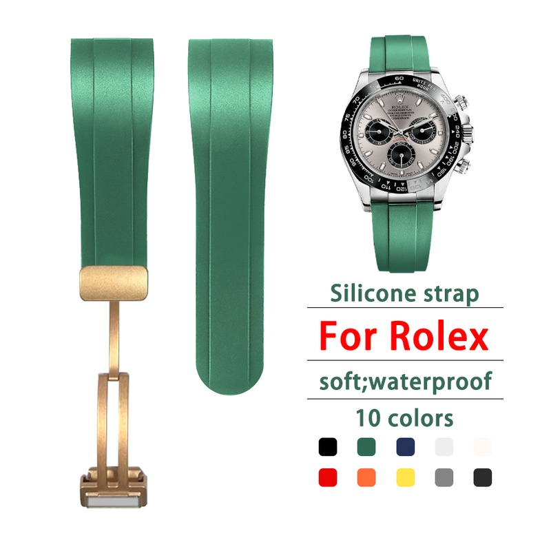 Dây Đeo Đồng Hồ Bằng Cao Su Silicone Mềm Cong 22mm Chống Nước Cho Rolex Submariner Ghost
