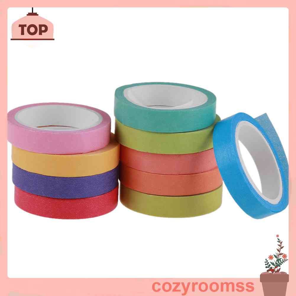 Set 10 Cuộn Băng Dính Nhiều Màu Sắc Dùng Trang Trí Sổ Tay DIY