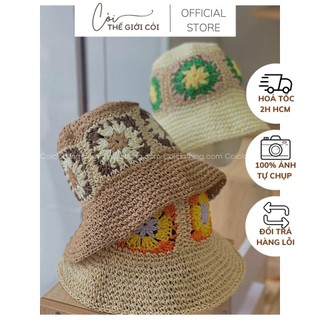 Nón cói mềm bông hoa