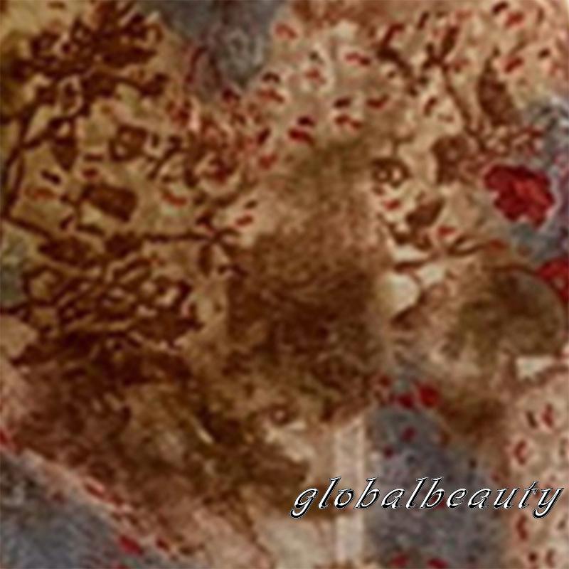 Đầm Nữ Tay Loe Cổ Chữ V Xẻ Tà In Họa Tiết Vintage Gợi Cảm