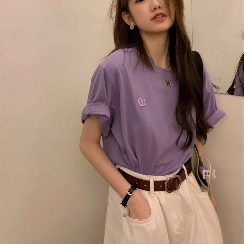 Áo Thun Tay Ngắn Cổ Tròn Dáng Rộng Phong Cách Thời Trang Harajuku Dành Cho Nữ