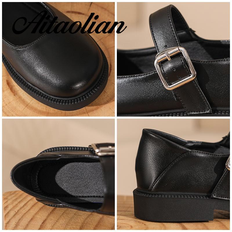 Giày Lười Da 3cm Phong Cách vintage Thời Trang Cho Nữ