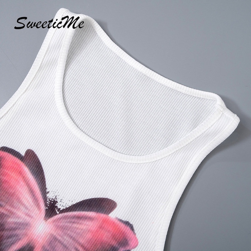 Áo Tank Top Cổ Tròn Dáng Ôm In Họa Tiết Đơn Giản Thời Trang 2023 Cho Bạn Gái