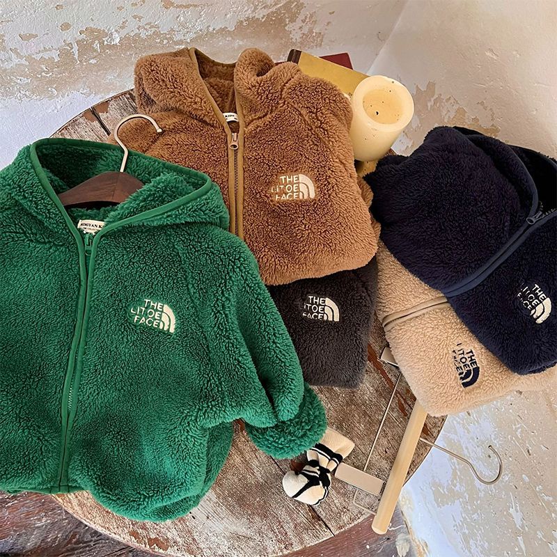 Áo Khoác Len Lông Cừu San Hô Giữ Ấm Phong Cách Phương Tây Thời Trang Thu Đông Cho Bé Trai Và Gái